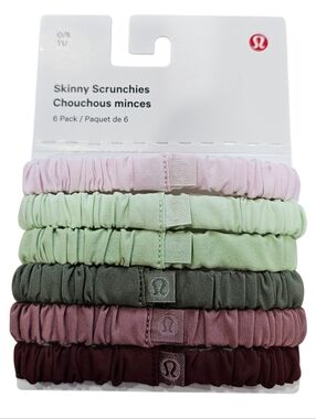 Lululemon Skinny Scrunchies 6-Pack in Pastel & Earth Tones,  New!